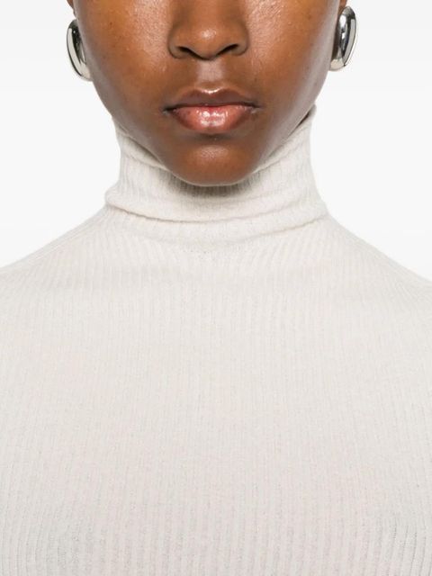 SOLOTRE high-neck ribbed sweater - White