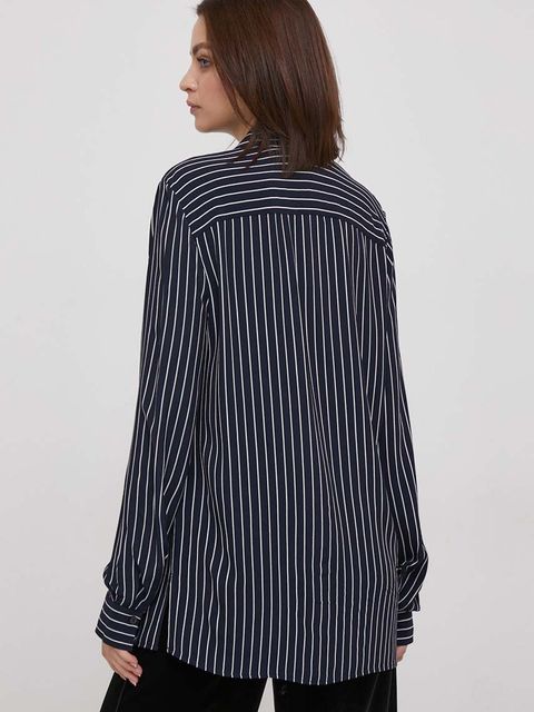 Tommy Hilfiger koszula damska kolor granatowy relaxed z kołnierzykiem klasycznym WW0WW40535
