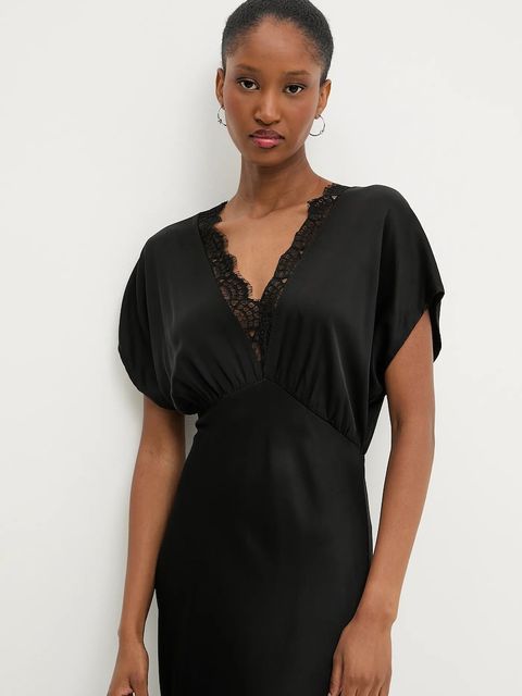 Answear.LAB sukienka kolor czarny maxi rozkloszowana