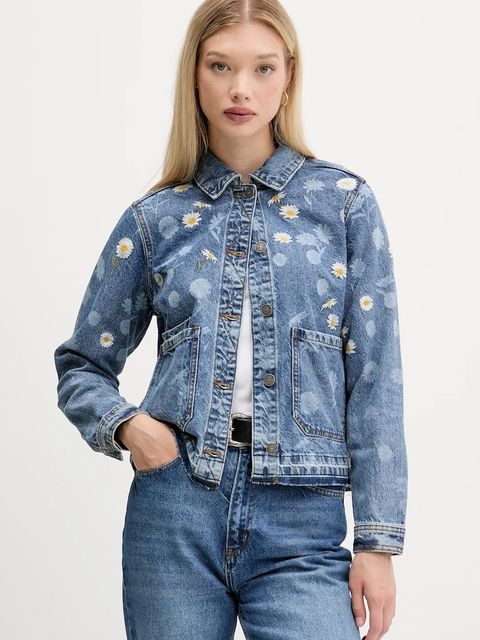 Desigual kurtka jeansowa DAISY kolor niebieski przejściowa 25WWED15 - zdjęcie produktu nr 1