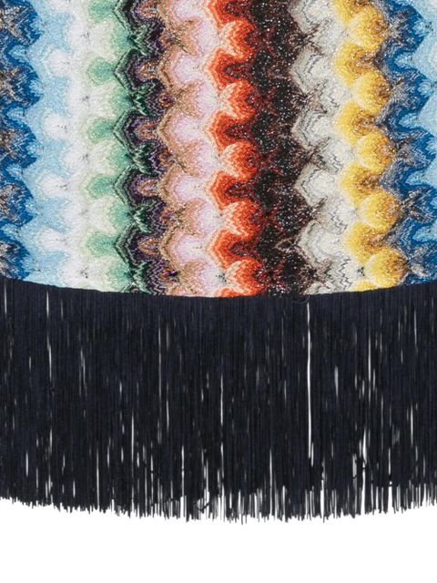 Missoni zigzag-knit fringed scarf - White