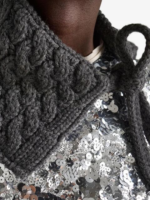 Prada cable-knit wool collar - Grey