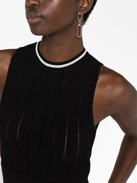 Victoria Beckham pointelle-knit crop top - Black