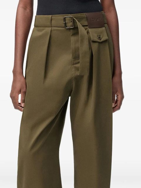 LOEWE belted pleated trousers - Green