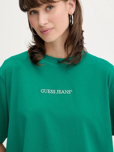 Guess Jeans t-shirt bawełniany damski kolor turkusowy W5RI42 K8HM0