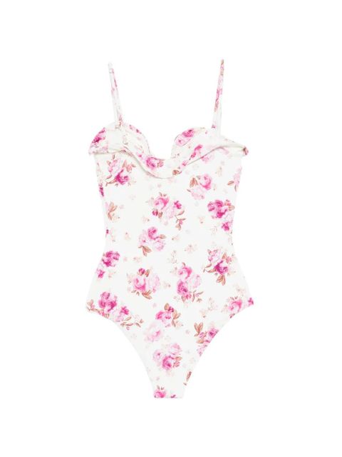 Magda Butrym floral-print rose-appliqué swimsuit - Neutrals - zdjęcie produktu nr 2