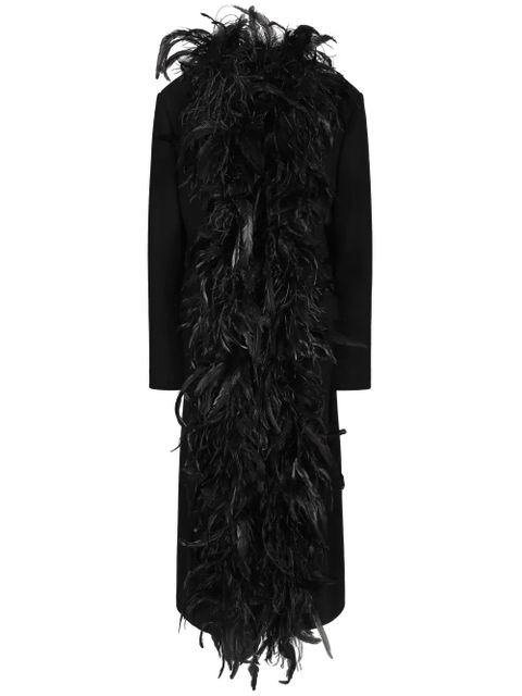 Dolce & Gabbana feather-trim coat - Black - zdjęcie produktu nr 1