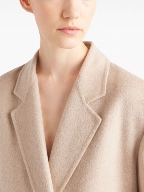 Prada double-breasted velour cashmere coat - Neutrals