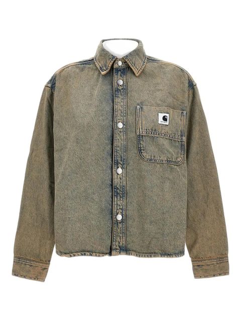 Carhartt WIP logo-patch denim shirt - Grey