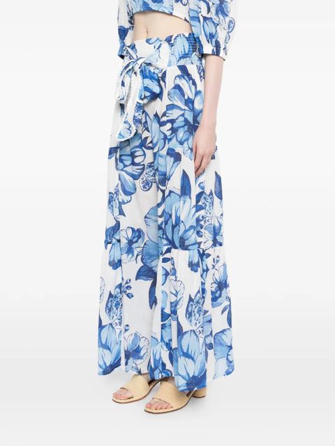 FARM Rio bow floral print trousers - Blue
