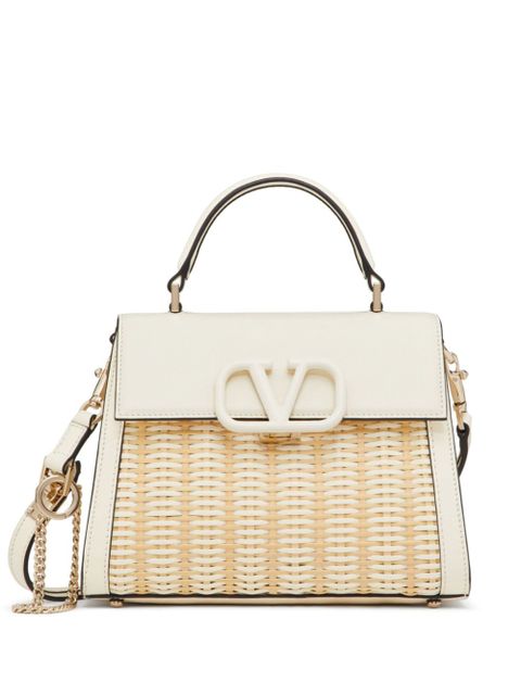 Valentino Garavani small VSling wicker top-handle bag - Neutrals