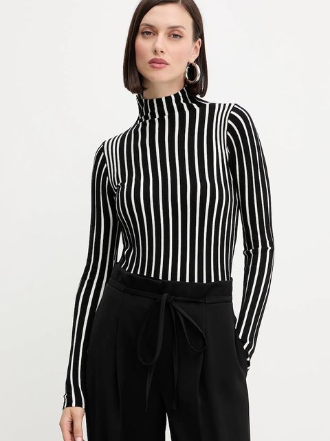 Twinset sweter damski kolor czarny lekki z półgolfem 252LI3ABB - zdjęcie produktu nr 1