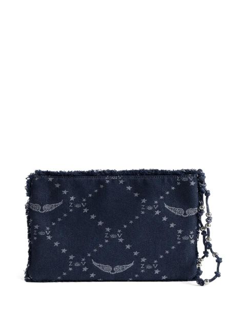 Zadig&Voltaire Angel monogram frayed pouch bag - Blue