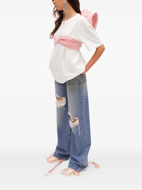 AREA taffeta-knot T-shirt - White