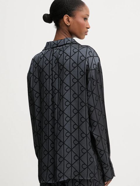 Calvin Klein Underwear koszula piżamowa damska kolor szary satynowa LV00QS7535