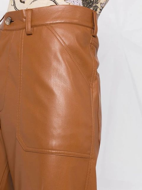Nanushka faux-leather straight-leg trousers - Brown