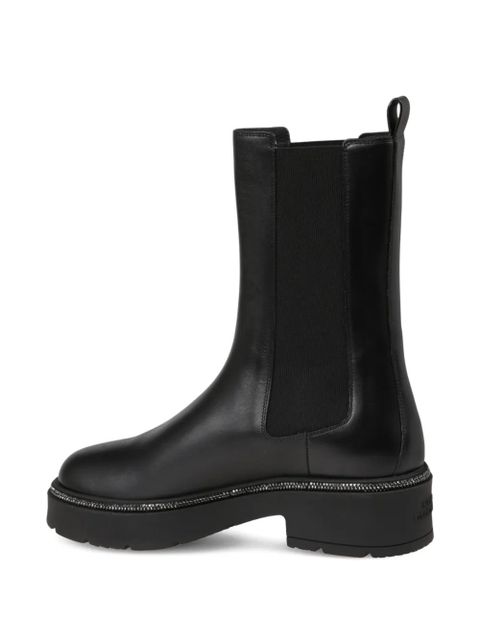 René Caovilla crystal-embellished mid-calf boots - Black