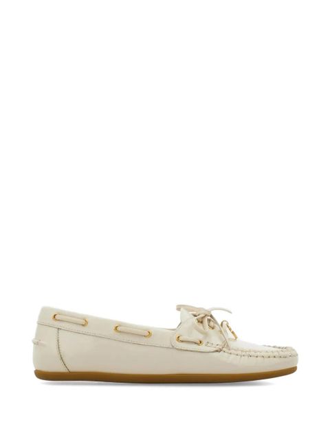 Ferragamo leather boat shoes - White - zdjęcie produktu nr 1