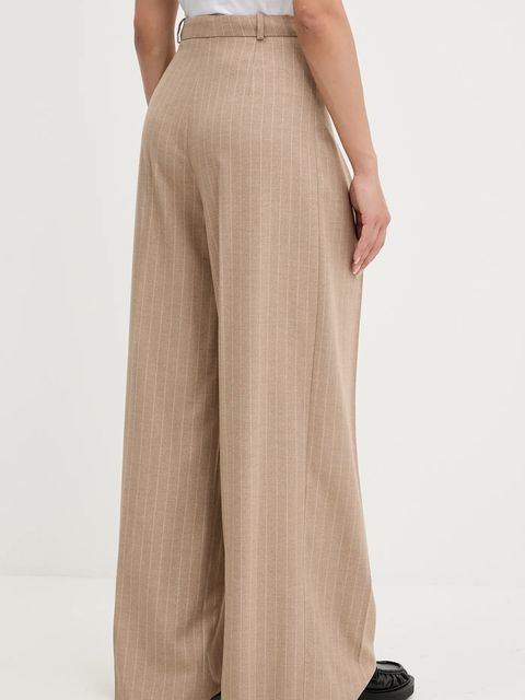 HUGO spodnie damskie kolor brązowy szerokie high waist 50542691 - zdjęcie produktu nr 2