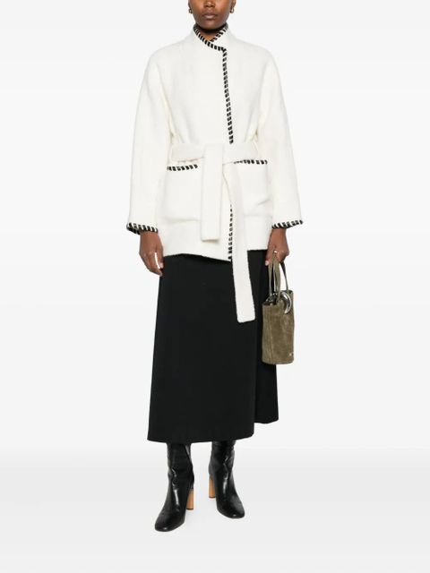 Maje braided-trim tied jacket - White