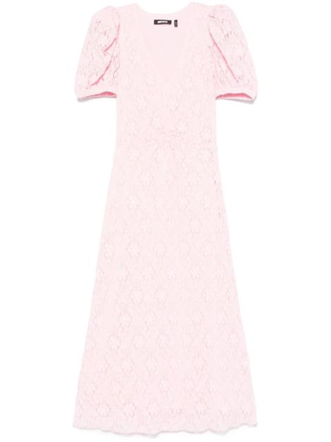 ROTATE BIRGER CHRISTENSEN lace puff-sleeve midi dress - Pink - zdjęcie produktu nr 1