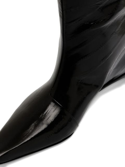 LouLou de Saison 35mm Joan eel-effect leather beveled-toe boots - Black