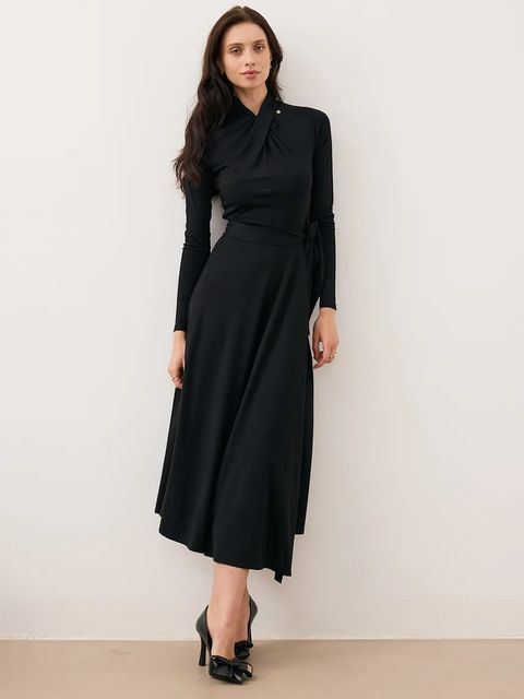 Bizuu sukienka ROTTA kolor czarny midi rozkloszowana ROTTA CZARNY - zdjęcie produktu nr 1