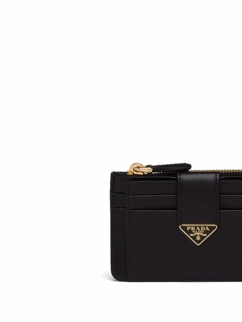 Prada logo-plaque zip-fastening purse - Black