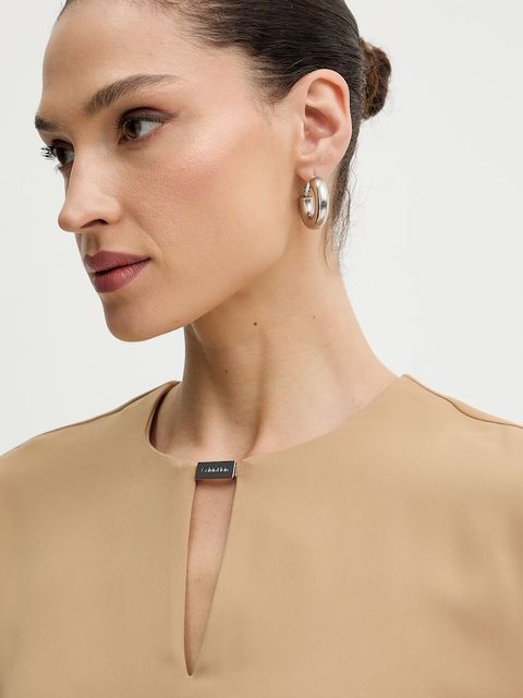 Calvin Klein bluzka damska kolor beżowy gładka LV044E903G