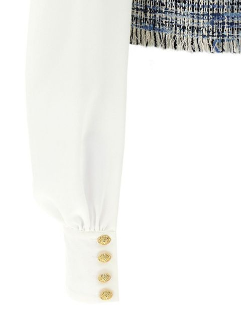 Balmain tweed-panel blouse - Blue