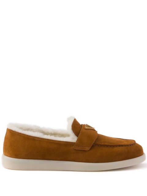 Prada Suede and shearling loafers - Brown - zdjęcie produktu nr 1