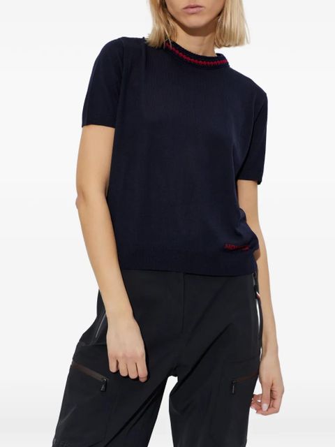 Moncler shorty-sleeve knitted T-shirt - Blue