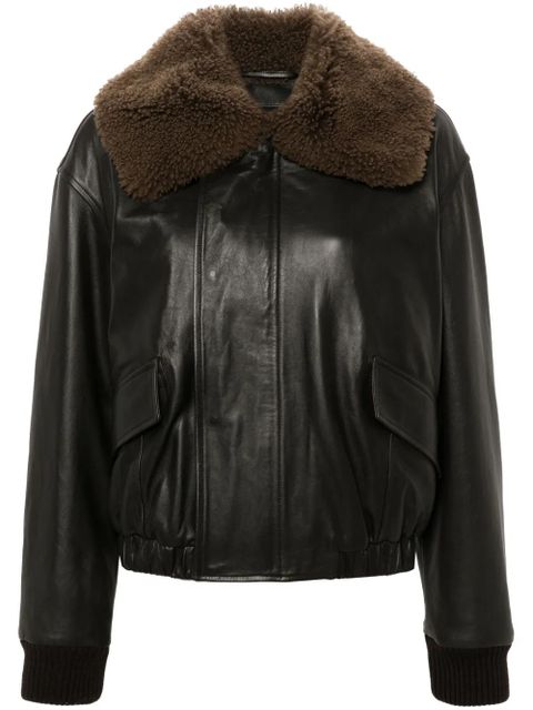 LEMAIRE shearling collar leather jacket - Brown - zdjęcie produktu nr 1