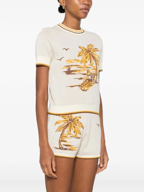 ZIMMERMANN Daylightpam-tree jacquard T-shirt - Neutrals
