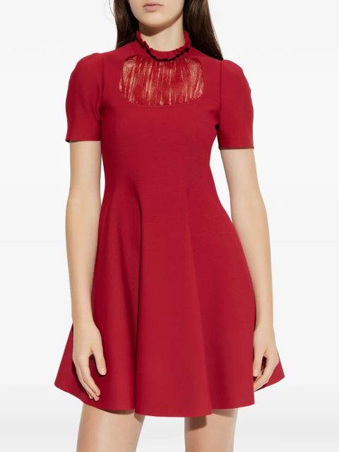 Alexander McQueen ruffled-neck mini dress - Red