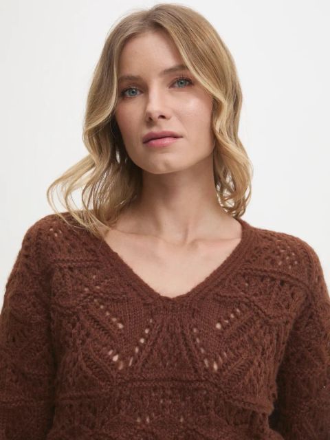 Answear.LAB sweter z wełną kolor brązowy