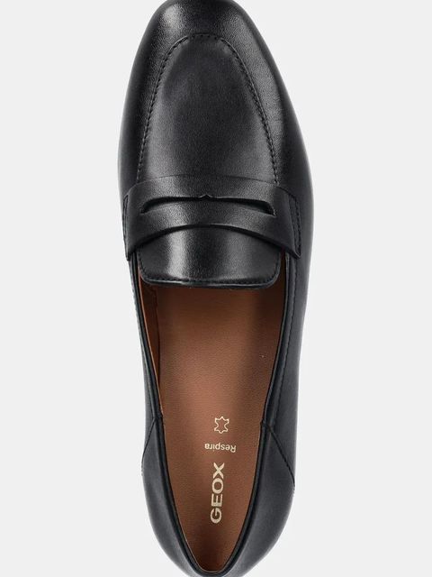 Geox mokasyny skórzane D MANTINEA damskie kolor czarny na płaskim obcasie D552EA 00085 C9999