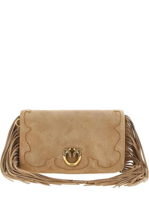 PINKO Love Click Soft Horizontal lamb suede mini clutch bag - Brown - zdjęcie produktu nr 1