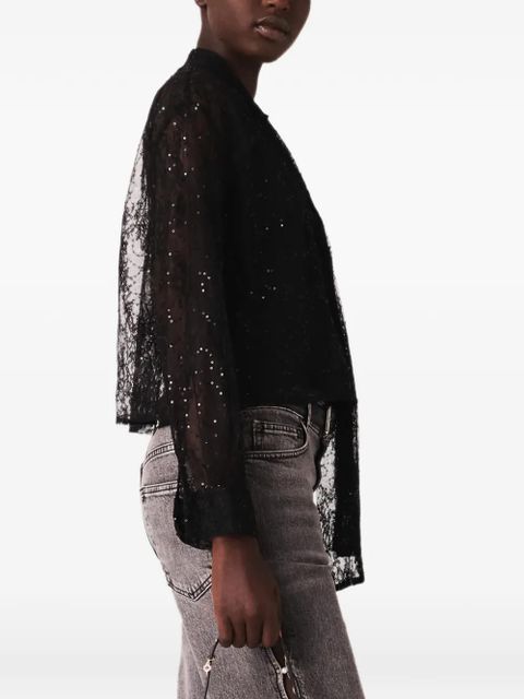 Maje sequinned lace shirt - Black