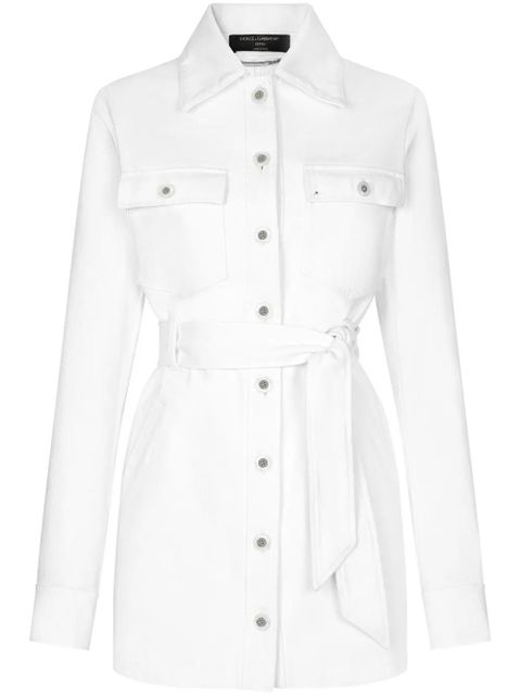 Dolce & Gabbana long belted denim jacket - White - zdjęcie produktu nr 1