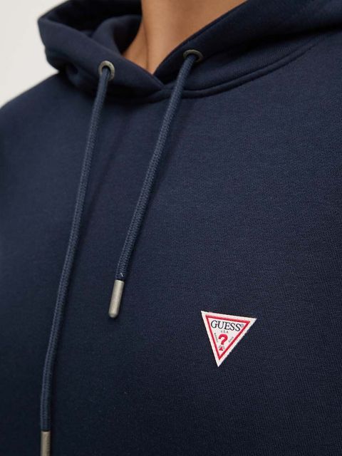 Guess Jeans bluza damska kolor granatowy z kapturem gładka W4YQ04 KC811