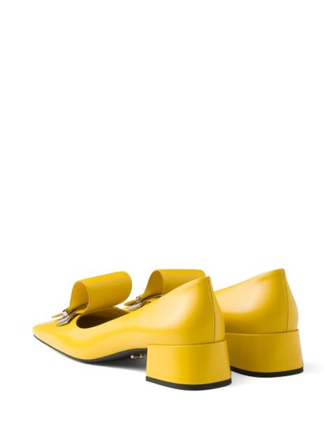 Prada 35mm brushed-leather pumps - Yellow - zdjęcie produktu nr 2