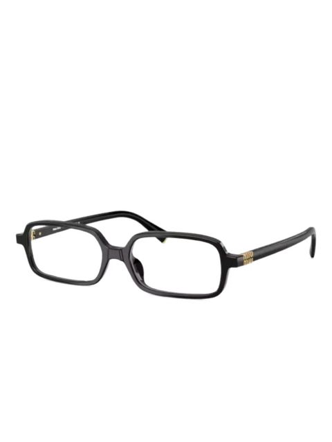 Miu Miu Eyewear rectangle-frame logo-lettering glasses - Black - zdjęcie produktu nr 2