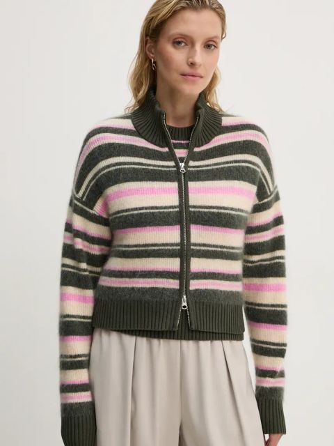 Samsoe Samsoe kardigan wełniany JEANNE kolor zielony lekki F23300143