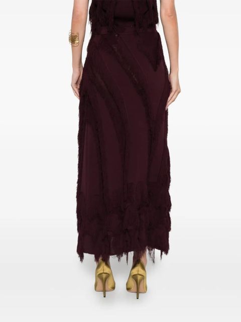 Ulla Johnson fringed panelled midi skirt - Red