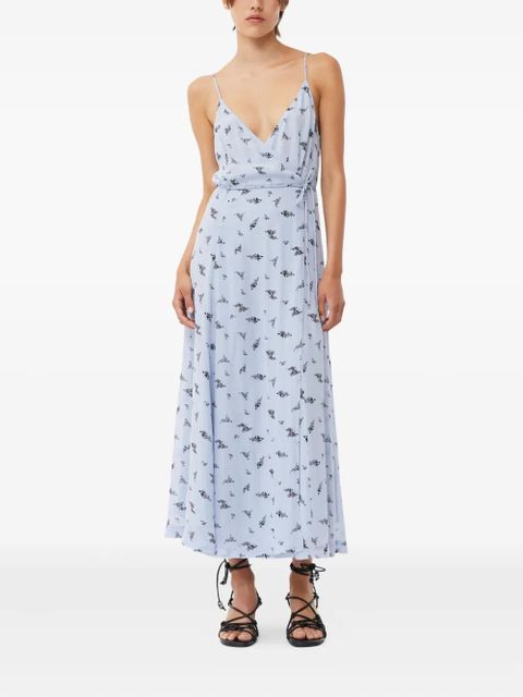 GANNI floral-print wrap dress - Blue
