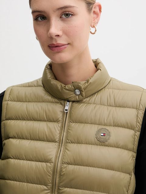 Tommy Hilfiger bezrękawnik puchowy kolor zielony przejściowy WW0WW45499