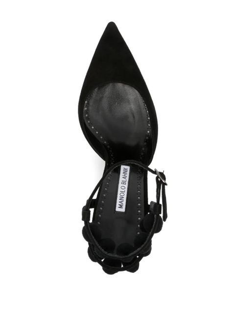 Manolo Blahnik pom-pom detail pointed pumps - Black