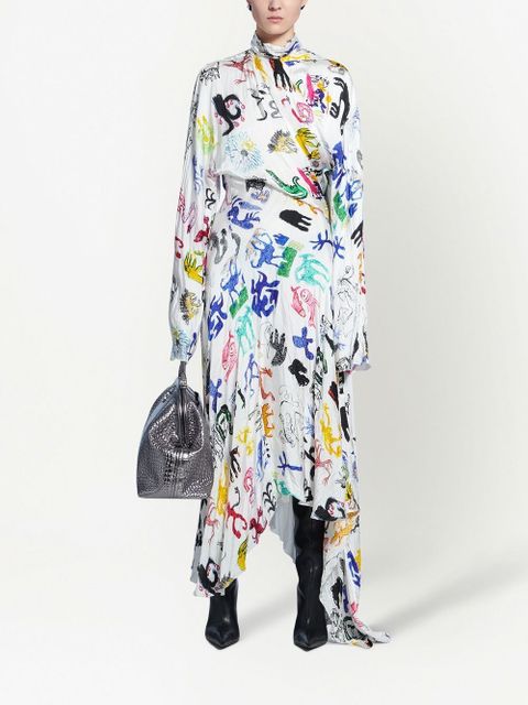 Balenciaga artist doodles twisted dress - White