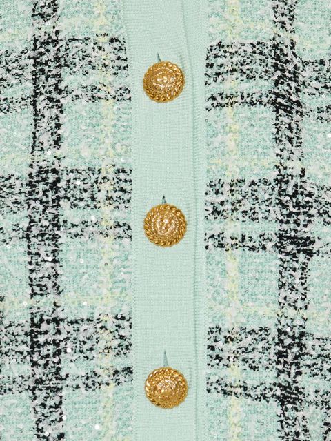 Balmain checked button-up cardigan - Green